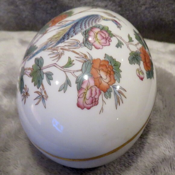 Wedgwood Kutani Crane Small Egg Shape Lidded China Trinket Dish Made in England - Picture 12 of 16